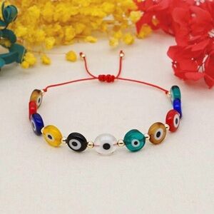 Boho style Colorful Evil Eye Adjustable Beaded Bracelet